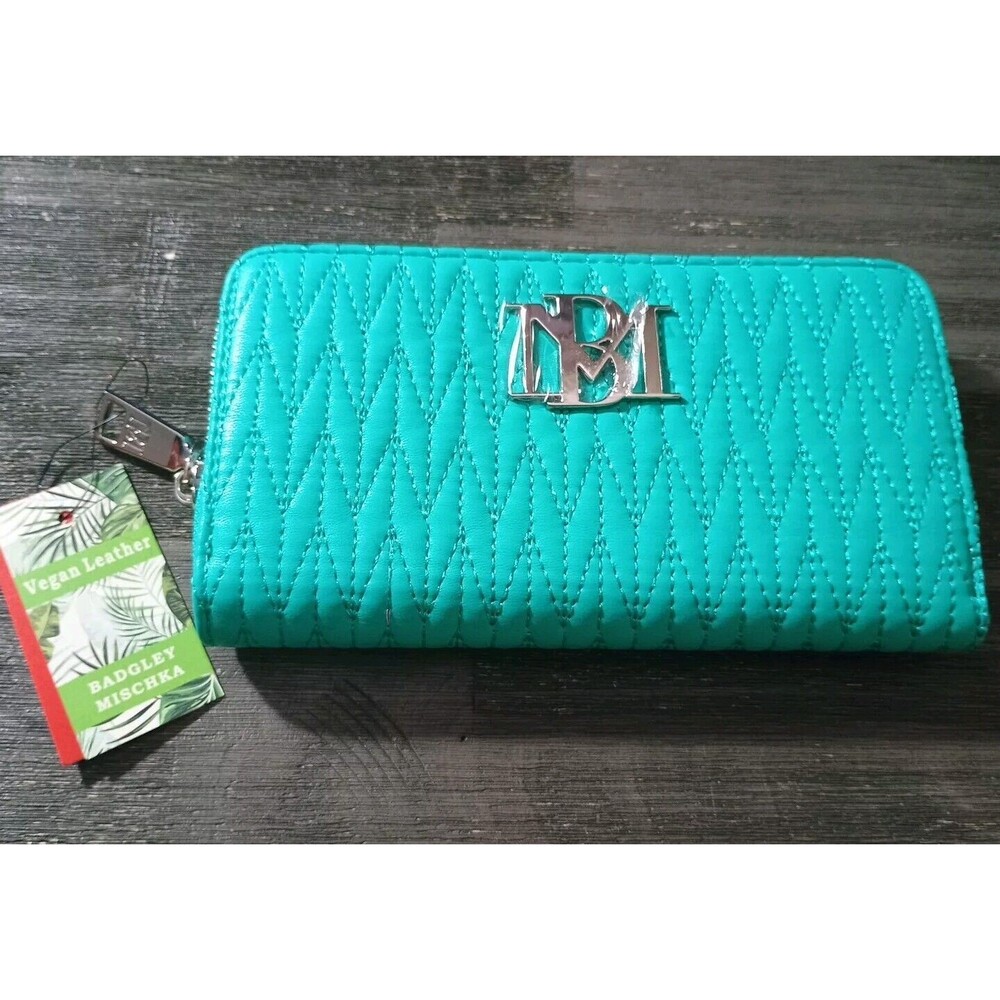 Badgley Mischka Teal Quilted Wallet
